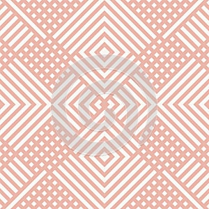 Vector geometric lines seamless pattern. Modern linear pink and white texture