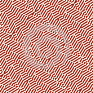 Vector geometric lines seamless pattern. Red and beige texture with stripes