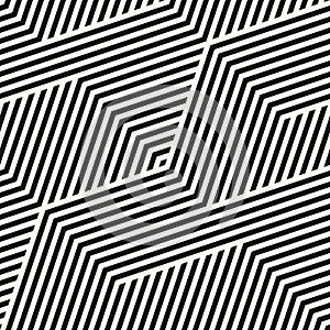 Vector geometric lines seamless pattern. Simple linear black and white texture