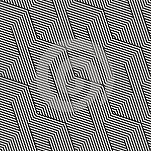 Vector geometric lines seamless pattern. Simple linear black and white texture