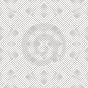 Vector geometric lines seamless pattern. Subtle light gray and white texture