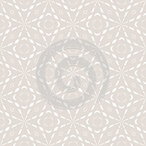 Vector geometric lines seamless texture. Subtle light beige and white pattern