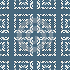 Vector geometric ornamental seamless pattern. Abstract blue and white texture