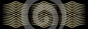 Vector geometric pattern of gold wavy lines in a minimalist style. modern figure in gold gradient for design isolated on