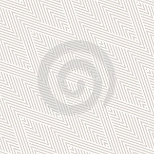 Vector geometric pattern. Subtle white and beige stripes, zigzag shapes, lines