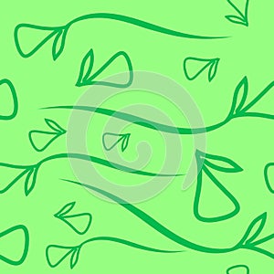 Vector geometric pattern of vegetative mint elements on a green