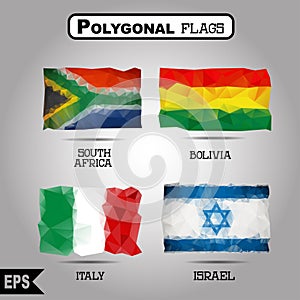 Vector geometric polygonal world flag collection.