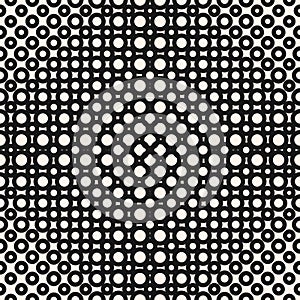 Vector geometric radial halftone seamless pattern with circles.
