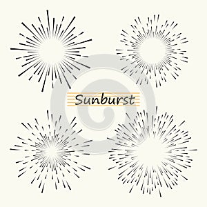 Vector geometric radial line sunburst, the rays of the sun or the stars Shine, flash. Fireworks retro, vintage style.