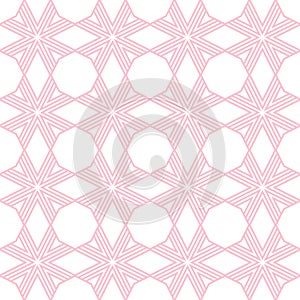 Vector geometric seamless pattern. Abstract linear background. Pink and white