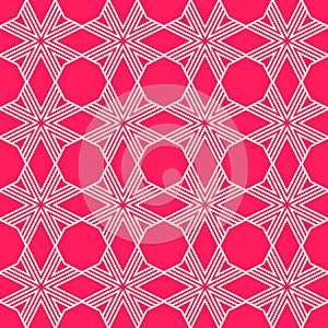 Vector geometric seamless pattern. Abstract linear background. Red and white