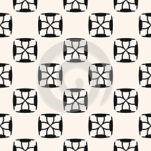 Vector geometric seamless pattern. Black and white abstract floral texture