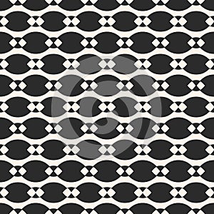 Vector geometric seamless pattern with chains, smooth ovate shapes, triangles.