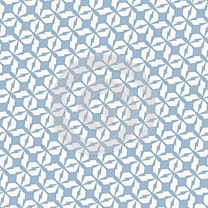 Vector geometric seamless pattern with edgy shapes, grid. Light blue and white
