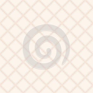 Subtle beige vector geometric halftone seamless pattern with rhombuses, grid