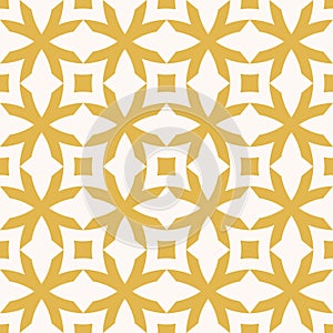 Vector geometric seamless pattern with flower shapes, crosses. Yellow color