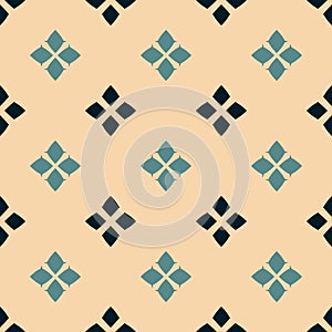 Vector geometric seamless pattern. Folk ornament. Black, green, beige colors