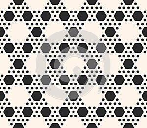 Vector geometric seamless pattern with hexagonal grid.