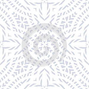Vector geometric seamless pattern. Light blue and white abstract floral ornament