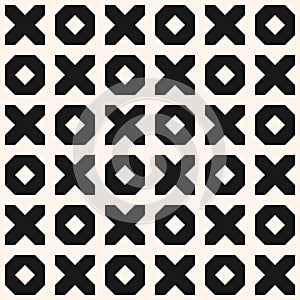 Vector geometric seamless pattern. Modern tic tac toe monochrome ornament