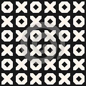 Vector geometric seamless pattern. Modern tic tac toe monochrome ornament