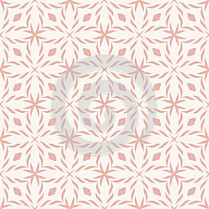 Vector geometric seamless pattern. Pink and white floral ornament texture