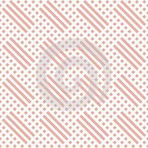 Vector geometric seamless pattern. Pink and white texture with lines, squares
