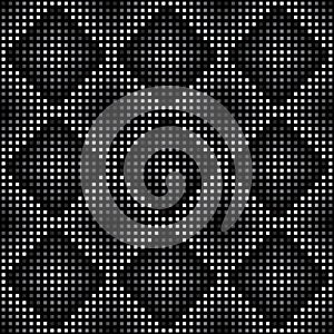 Vector geometric seamless pattern. Repeating abstract square gradation in black and grey.