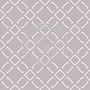 Vector geometric seamless pattern with rhombuses, lines, square grid. Gray color