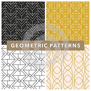 Vector geometric seamless pattern set