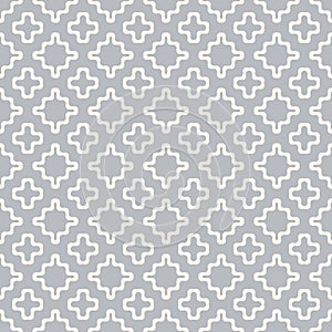 Vector geometric seamless pattern with smooth wavy grid. Texture in gray color