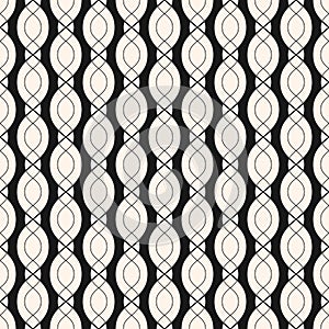 Vector geometric seamless pattern with smooth wavy shapes, chain