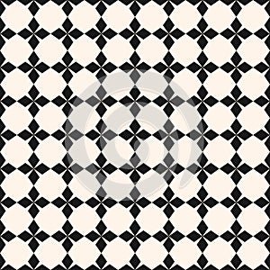 Vector geometric seamless pattern with star shapes, crosses, rhombuses, grid