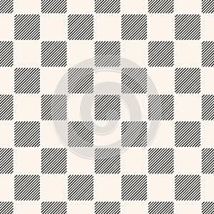 Vector geometric seamless pattern with stripes, thin diagonal lines, squares