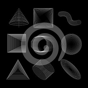 Vector Geometric Shapes Set. Abstract Shapes. Brutal Design Elements. Abstract Blended Geometric Objects. Brutalism