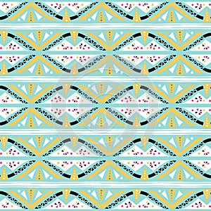 Vector geometric striped ethnic pattern with triangles