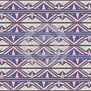 Vector geometric striped ethnic pattern with triangles
