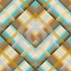 Vector geometric striped greek 3d seamless pattern.