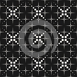 Vector geometric seamless pattern, halftone dotted lines, flashes