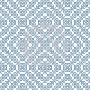 Vector geometric traditional ornament. Light blue and white seamless pattern