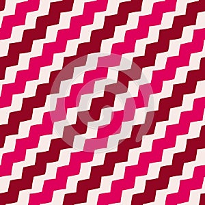 Vector geometric zigzag lines pattern. Red and white abstract striped ornament