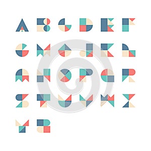 Vector of geometry font and alphabet, set and collection of typography design.
