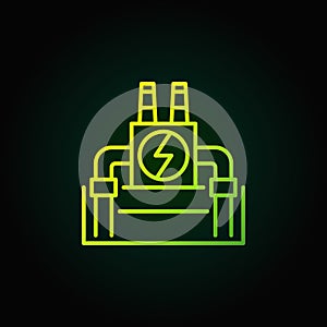 Vector geothermal power plant green icon