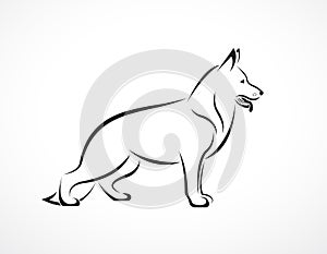 Vector of german shepherd dog on white background. Pet. Animals. Easy editable layered vector illustration