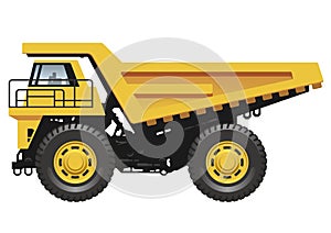 Vector Giant Yellow Dump Truck Isolated On A White Background.