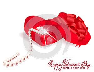 Vector gift box-heart with pearl