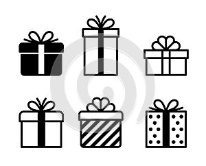 Vector gift box icons set, Simple flat design isolated on white background.