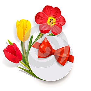 Vector Gift Box with Tulips