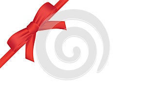 Vector gift card with a red ribbon and copy space