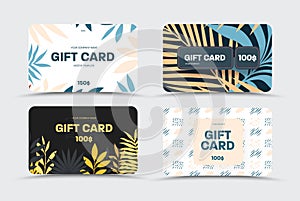 Vector gift card with trendy design, tropical, exotic twigs